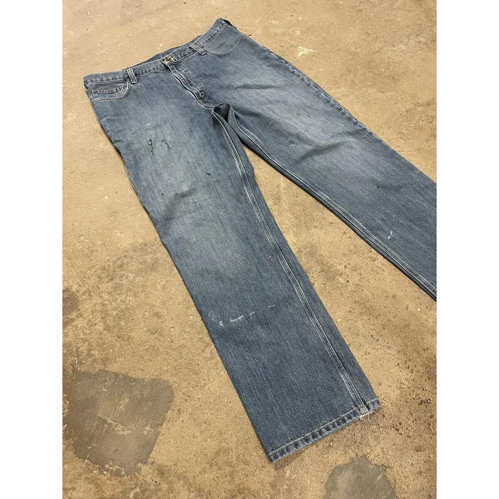Carhartt 101483-980 Jeans Mens 40x34 Blue Med‎ Wash Relaxed Straight Distressed
